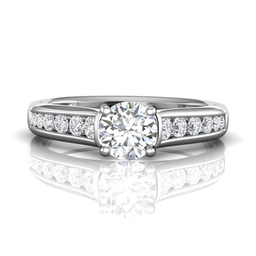 FlyerFit&reg; 14K White Gold Channel and Shared Prong Engagement Ring