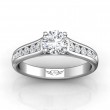 FlyerFit® 14K White Gold Channel and Shared Prong Engagement Ring