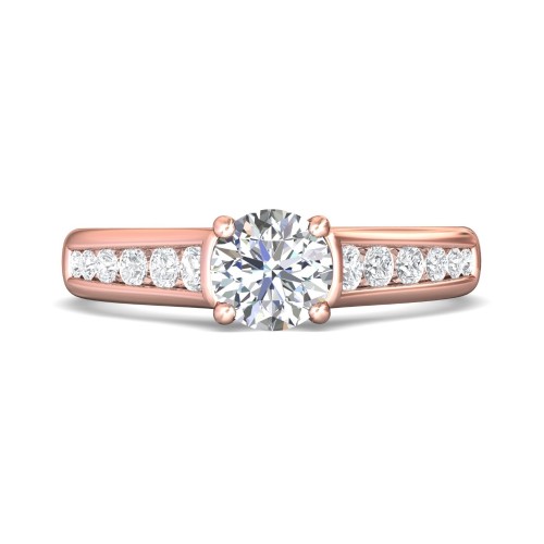 FlyerFit&reg; 18K Pink Gold Channel and Shared Prong Engagement Ring