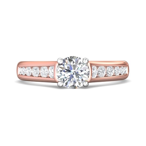 FlyerFit&reg; 14K Pink Gold Shank And White Gold Top Channel and Shared Prong Engagement Ring