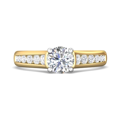 FlyerFit&reg; 18K Yellow Gold Shank And White Gold Top Channel and Shared Prong Engagement Ring