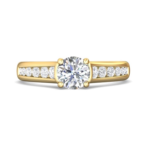 FlyerFit&reg; 14K Yellow Gold Channel and Shared Prong Engagement Ring