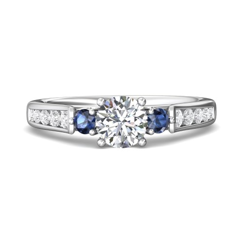 FlyerFit&reg; 18K White Gold Three Stone Engagement Ring