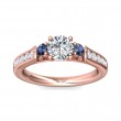 FlyerFit® 18K Pink Gold Three Stone Engagement Ring
