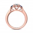 FlyerFit® 18K Pink Gold Three Stone Engagement Ring