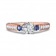 FlyerFit® 18K Pink Gold Shank And White Gold Top Three Stone Engagement Ring