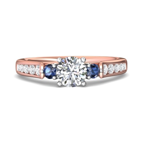 FlyerFit&reg; 18K Pink Gold Shank And White Gold Top Three Stone Engagement Ring