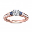 FlyerFit® 18K Pink Gold Shank And White Gold Top Three Stone Engagement Ring
