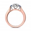FlyerFit® 18K Pink Gold Shank And White Gold Top Three Stone Engagement Ring