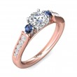 FlyerFit® 18K Pink Gold Shank And White Gold Top Three Stone Engagement Ring