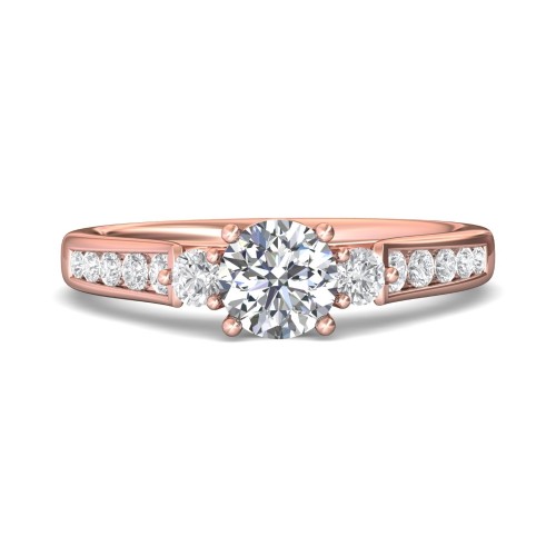 FlyerFit&reg; 18K Pink Gold Three Stone Engagement Ring