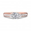 FlyerFit® 14K Pink Gold Shank And White Gold Top Three Stone Engagement Ring