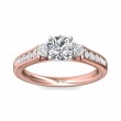 FlyerFit® 14K Pink Gold Shank And White Gold Top Three Stone Engagement Ring