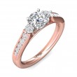 FlyerFit® 14K Pink Gold Shank And White Gold Top Three Stone Engagement Ring