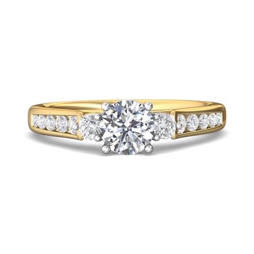 FlyerFit&reg; 14K Yellow and 14K White Gold Three Stone Engagement Ring