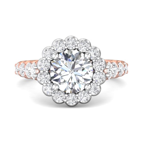 FlyerFit&reg; 18K Pink Gold Shank And White Gold Top Encore Engagement Ring