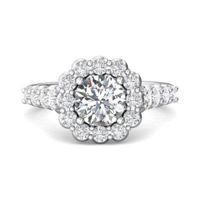 flyerfit® 18k pink gold shank and white gold top channel and shared prong engagement ring