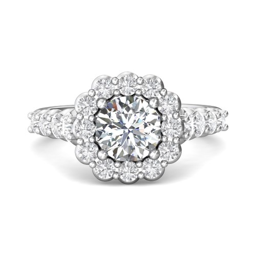 FlyerFit® 14K White Gold Channel and Shared Prong Engagement Ring