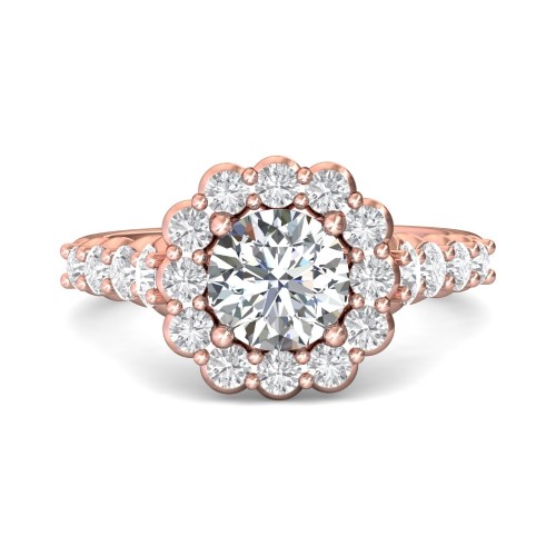 FlyerFit® 18K Pink Gold Channel and Shared Prong Engagement Ring