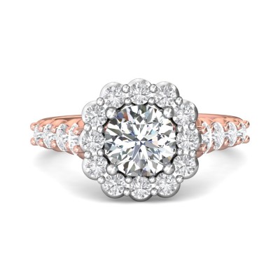 flyerfit® 14k white gold channel and shared prong engagement ring