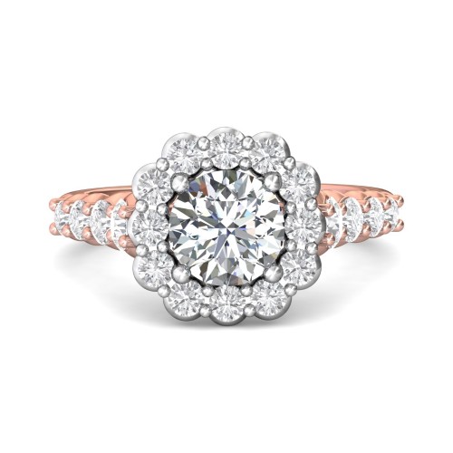 FlyerFit® 18K Pink Gold Shank And White Gold Top Channel and Shared Prong Engagement Ring
