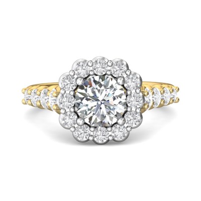 flyerfit® 18k pink gold shank and white gold top channel and shared prong engagement ring