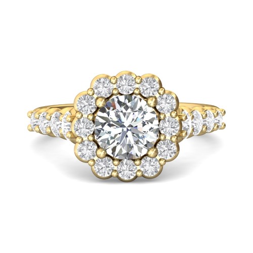 FlyerFit® 18K Yellow Gold Channel and Shared Prong Engagement Ring