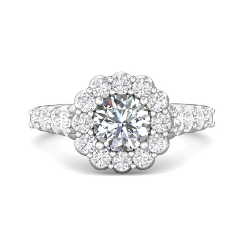 FlyerFit&reg; Platinum Channel and Shared Prong Engagement Ring