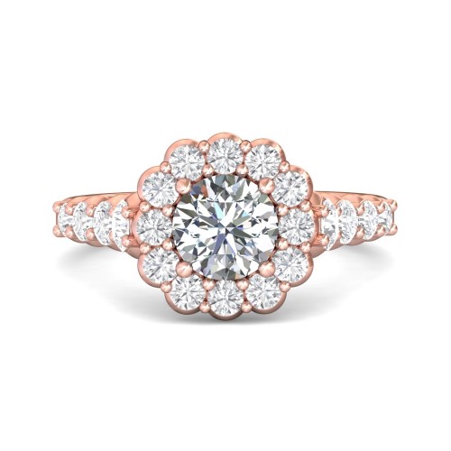 FlyerFit&reg; 14K Pink Gold Channel and Shared Prong Engagement Ring