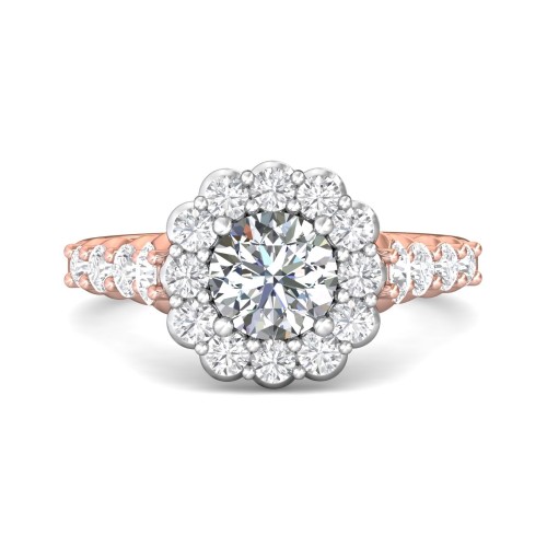 FlyerFit&reg; 14K Pink Gold Shank And White Gold Top Channel and Shared Prong Engagement Ring
