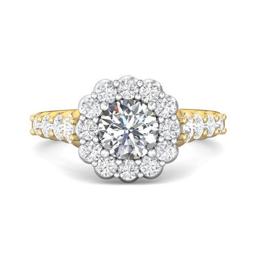 FlyerFit&reg; 18K Yellow Gold Shank And White Gold Top Channel and Shared Prong Engagement Ring