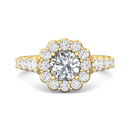 FlyerFit&reg; 18K Yellow Gold Channel and Shared Prong Engagement Ring