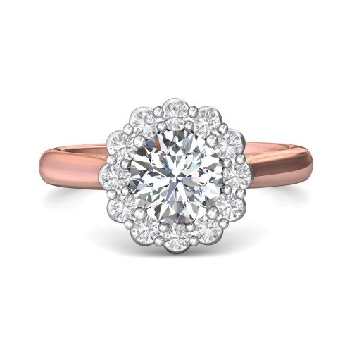 FlyerFit&reg; 18K Pink Gold Shank And White Gold Top Solitaire Engagement Ring