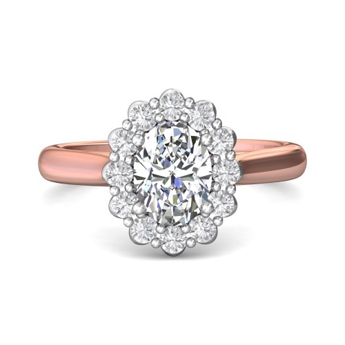 FlyerFit&reg; 14K Pink Gold Shank And White Gold Top Solitaire Engagement Ring