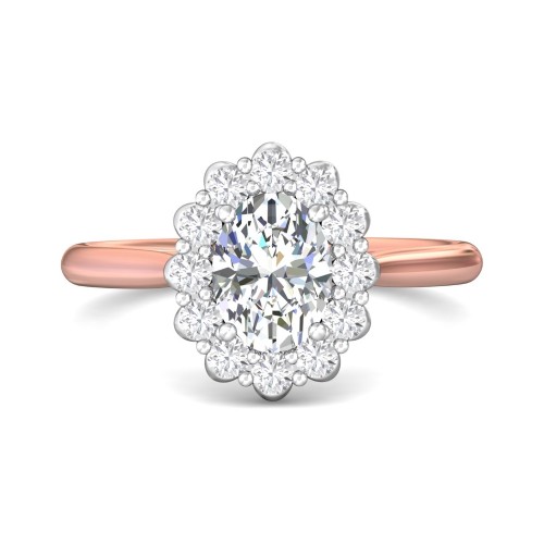 FlyerFit&reg; 18K Pink Gold Shank And White Gold Top Solitaire Engagement Ring