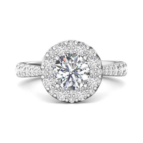 FlyerFit&reg; Platinum Micropave Halo Engagement Ring