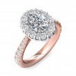 FlyerFit® 18K Pink Gold Shank And White Gold Top Micropave Halo Engagement Ring