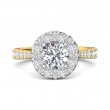 FlyerFit® 18K Yellow Gold Shank And White Gold Top Micropave Halo Engagement Ring
