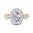 FlyerFit® 18K Yellow Gold Shank And White Gold Top Micropave Halo Engagement Ring