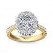 FlyerFit® 18K Yellow Gold Shank And White Gold Top Micropave Halo Engagement Ring