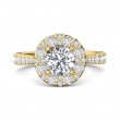 FlyerFit® 18K Yellow Gold Micropave Halo Engagement Ring