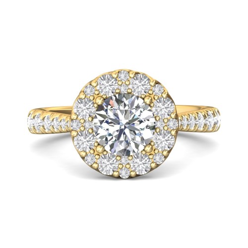 FlyerFit&reg; 14K Yellow Gold Micropave Halo Engagement Ring