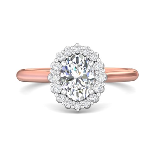 FlyerFit&reg; 14K Pink Gold Shank And White Gold Top Solitaire Engagement Ring