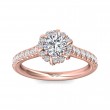 FlyerFit® 14K Pink Gold Micropave Halo Engagement Ring