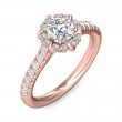 FlyerFit® 14K Pink Gold Micropave Halo Engagement Ring