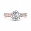 FlyerFit® 18K Pink Gold Shank And White Gold Top Micropave Halo Engagement Ring