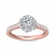 FlyerFit® 18K Pink Gold Shank And White Gold Top Micropave Halo Engagement Ring