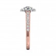 FlyerFit® 18K Pink Gold Shank And White Gold Top Micropave Halo Engagement Ring