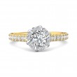 FlyerFit® 18K Yellow Gold Shank And White Gold Top Micropave Halo Engagement Ring