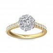 FlyerFit® 18K Yellow Gold Shank And White Gold Top Micropave Halo Engagement Ring